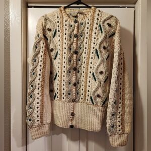 Vintage Liz Claiborne Wool Cable Knit Cardigan – Chunky – Made in Korea